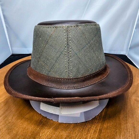 Eco Soho Leather / Fabric Fedora American Hat Makers | Brown | XX-LARGE RARE - Picture 5 of 9